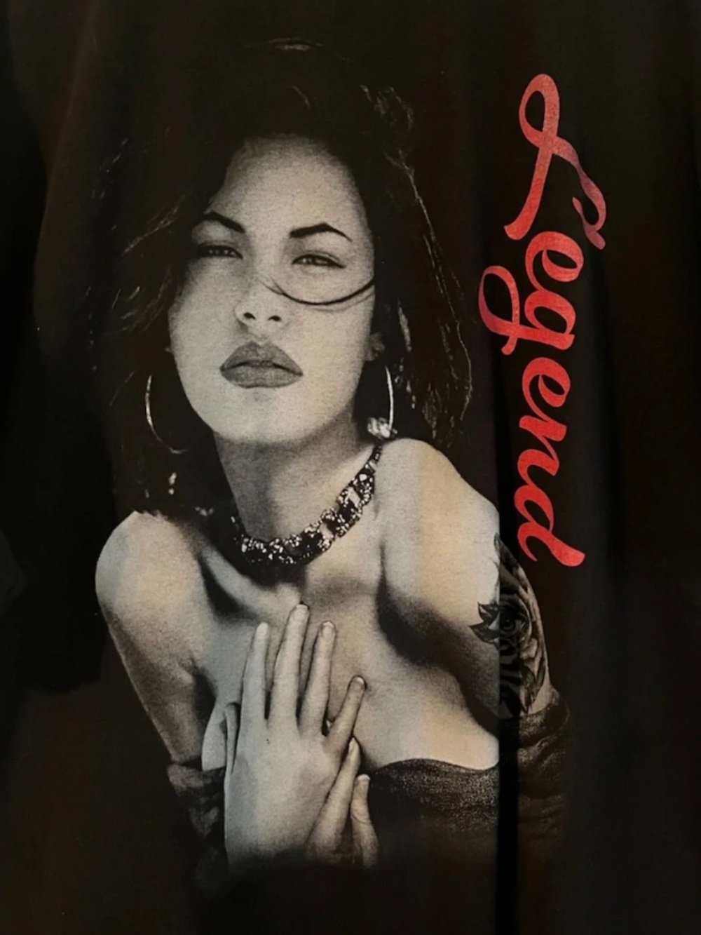Selena 'Legend' Tattoo Black Red Graphic Short Sleeve Tee Shirt - 2X